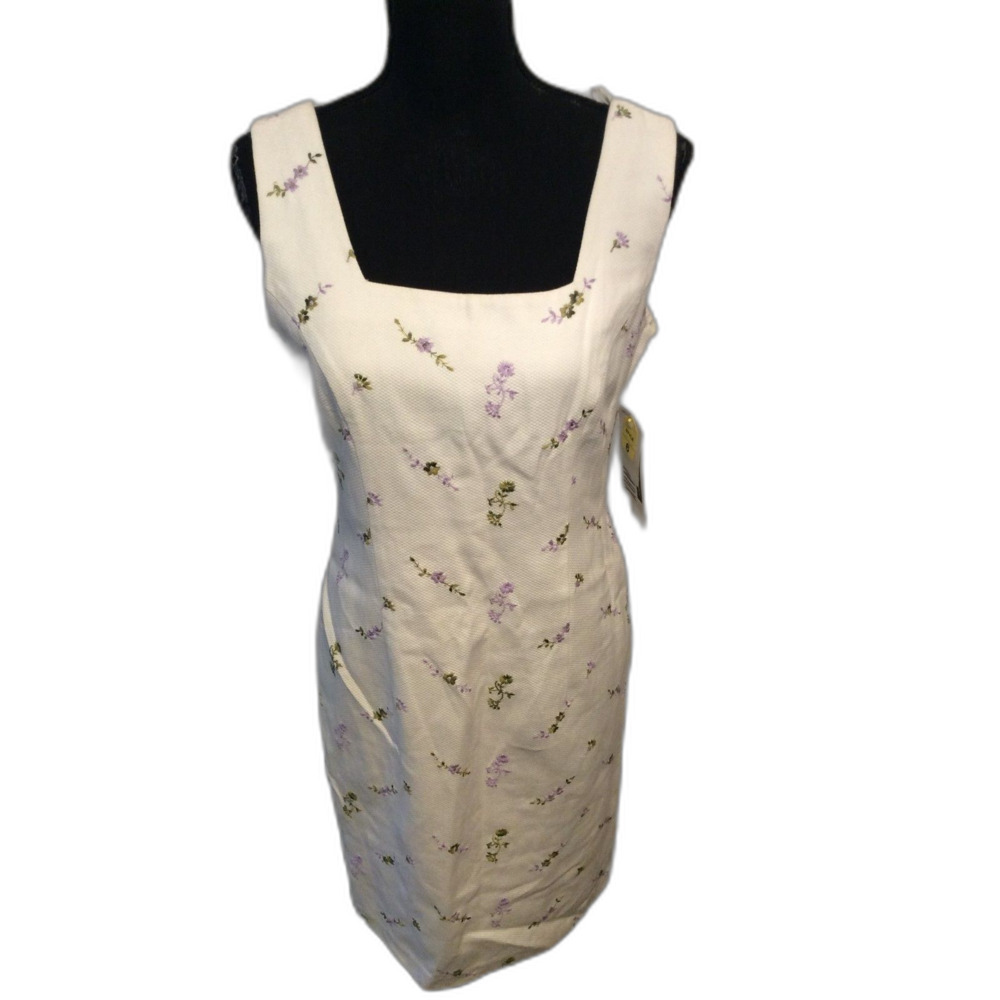 Vintage new NWT Lois Snyder Dani Max Sleeveless Embroidered Floral Dress 6